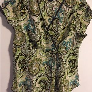 Paisley mock wrap blouse
